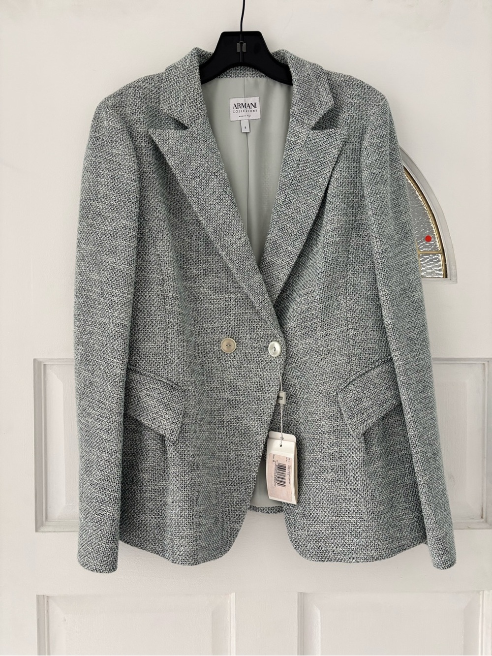 Armani Collezioni Light Gray Textured Women's Blazer, Italy Size 44